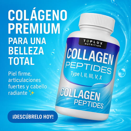 COLLAGEN PEPTIDES TOPLUX (90 CÁPSULAS) – ¡Tu Dosis Diaria de Juventud y Vitalidad para Piel, Cabello y Articulaciones!